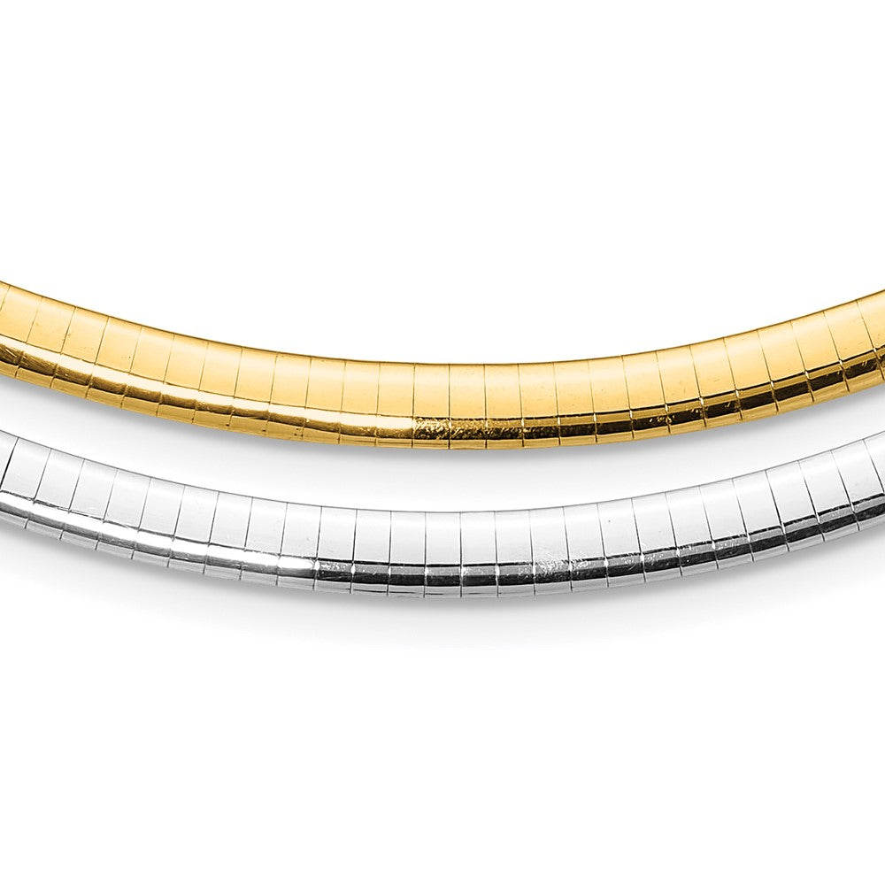 14k Two-tone 5mm Reversible White and Yellow 18 inch Domed Omega Necklace