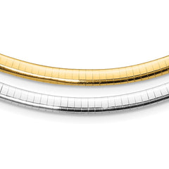 14k Two-tone 5mm Reversible White and Yellow 18 inch Domed Omega Necklace