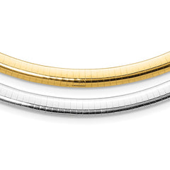 14k Two-tone 6mm Reversible White and Yellow 18 inch Domed Omega Necklace
