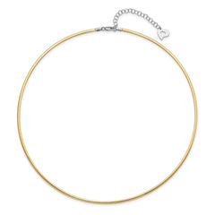 14k Two-tone 2mm Reversible White and Yellow 16 inch Omega Necklace Plus 2 inch Heart Chain Extender