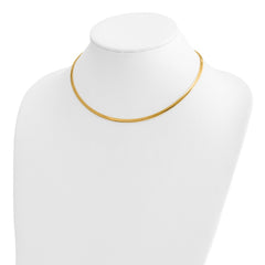14k Two-tone 3mm Lightweight Reversible 16 inch Omega Necklace Plus 2 inch Heart Chain Extender