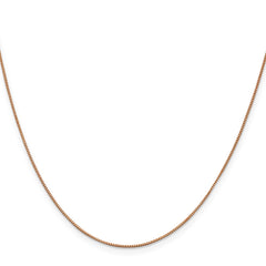 14K Rose Gold 22 inch .7mm Box Link with Lobster Clasp Chain
