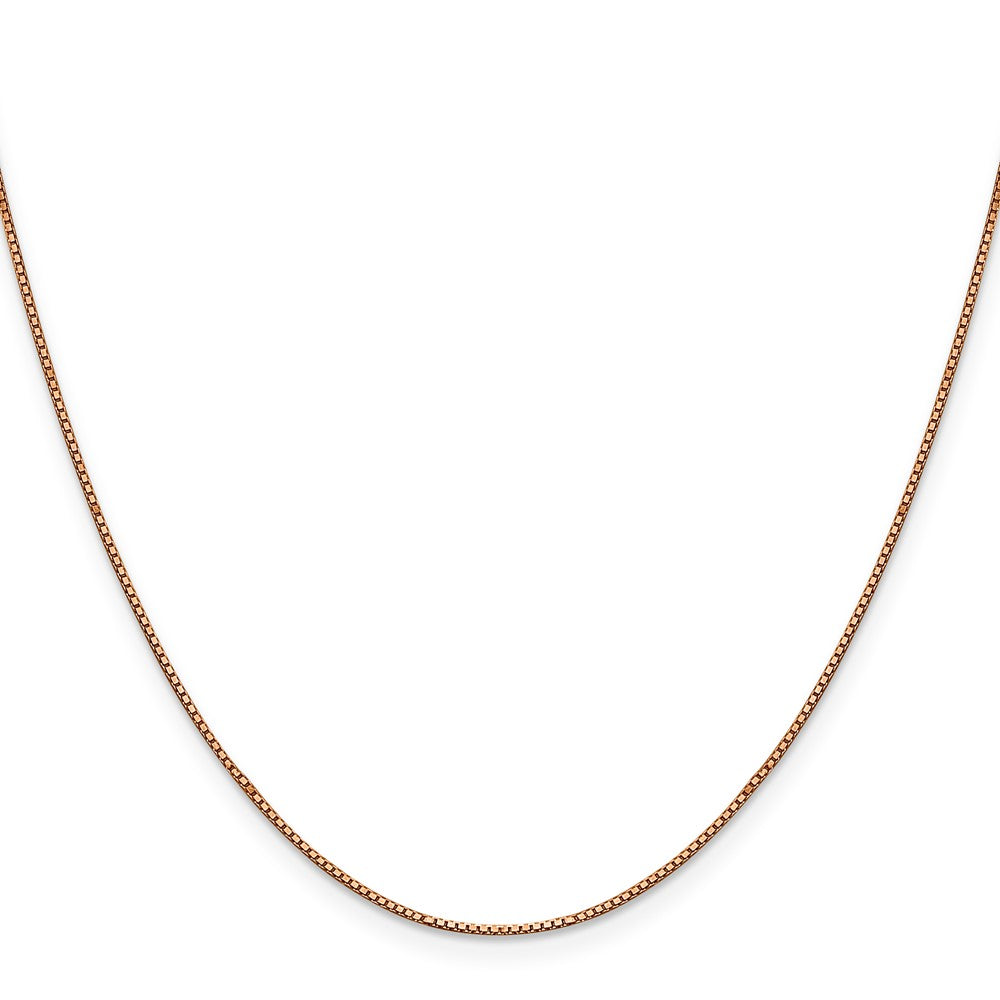 14K Rose Gold 24 inch .9mm Box Link with Lobster Clasp Chain