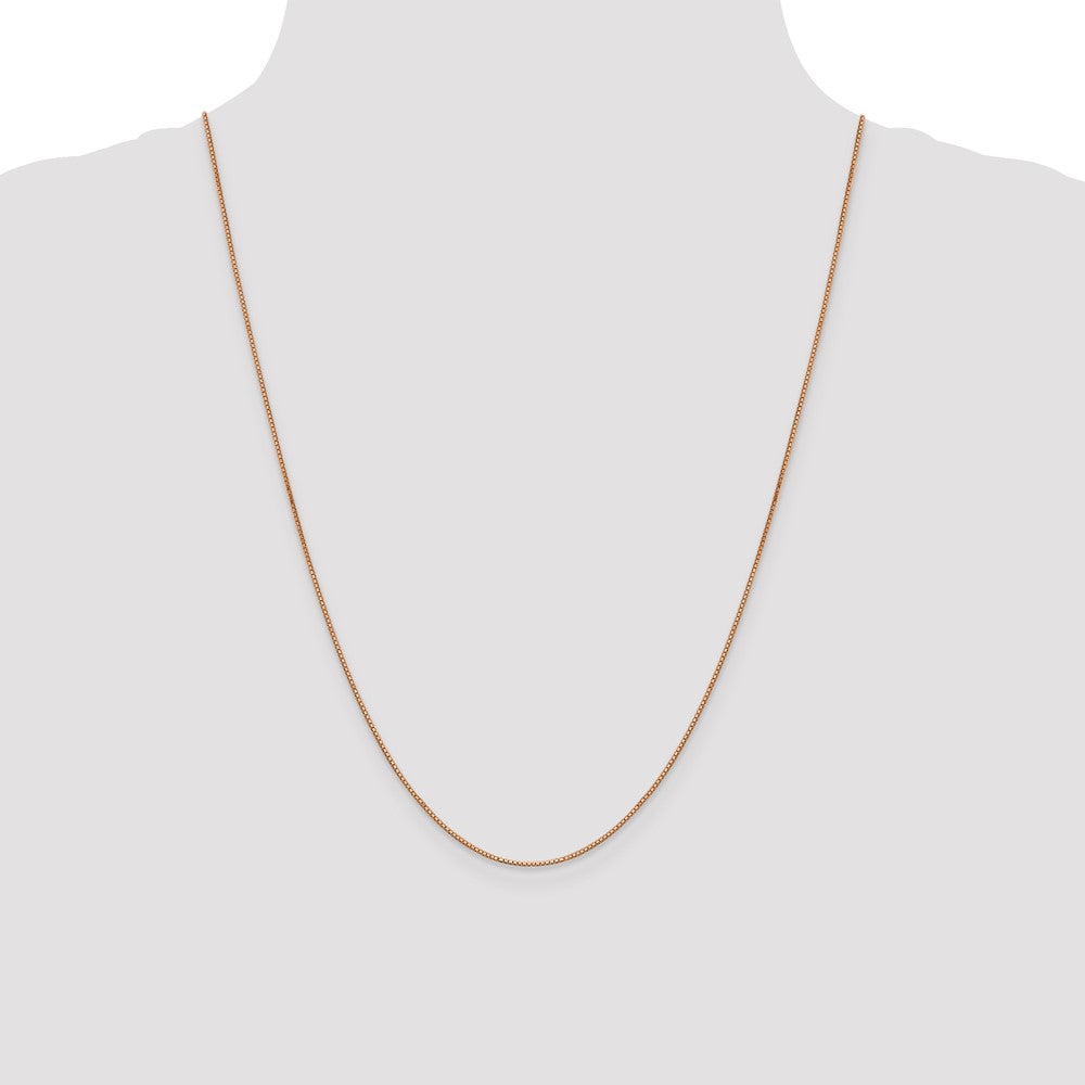 14K Rose Gold 24 inch .9mm Box Link with Lobster Clasp Chain