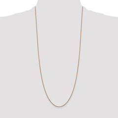 14K Rose Gold 30 inch .9mm Box Link with Lobster Clasp Chain