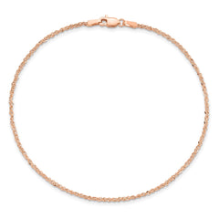 14K Rose Gold 10 inch  1.7mm Ropa with Lobster Clasp Anklet