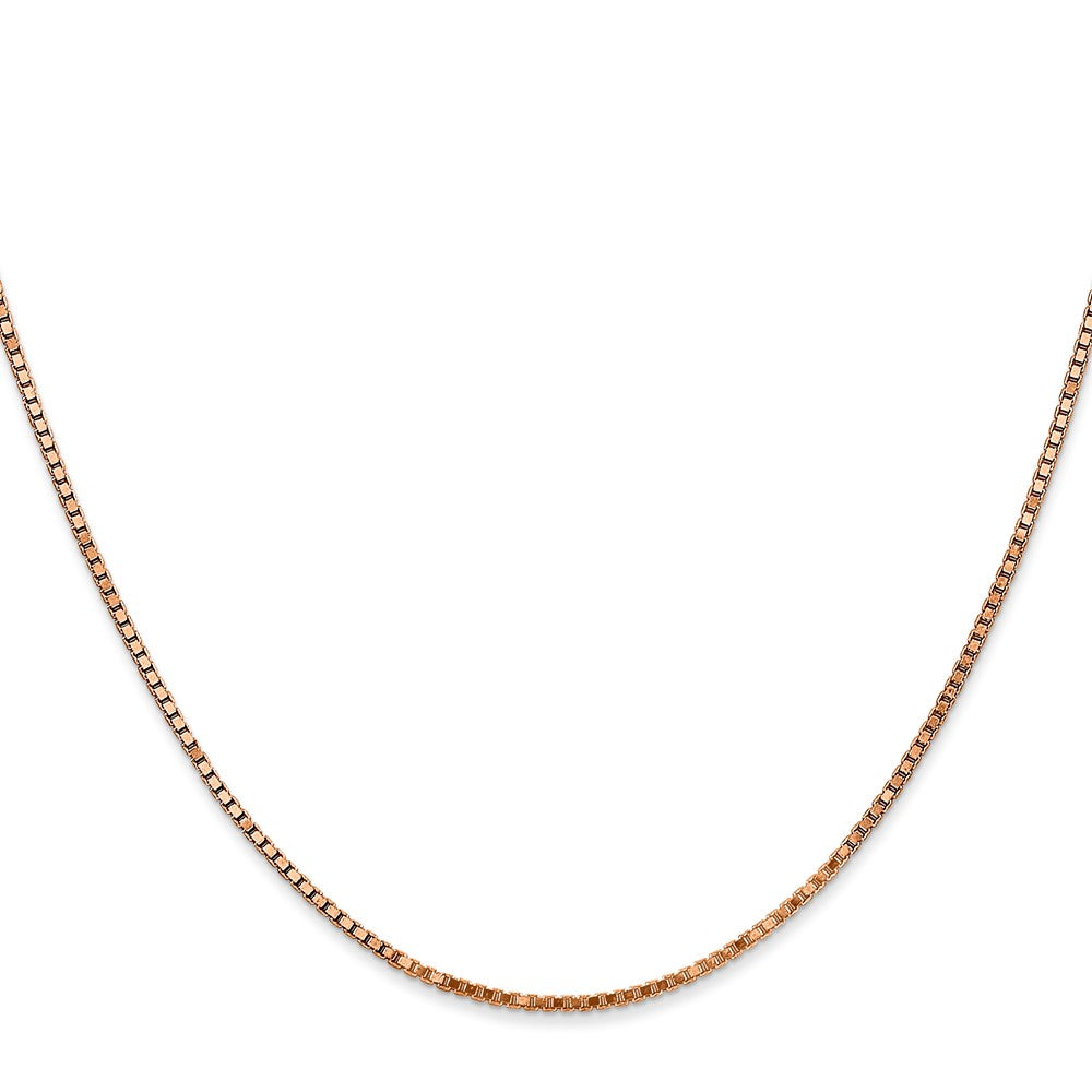 14K Rose Gold 22 inch 1.3mm Box Link with Lobster Clasp Chain