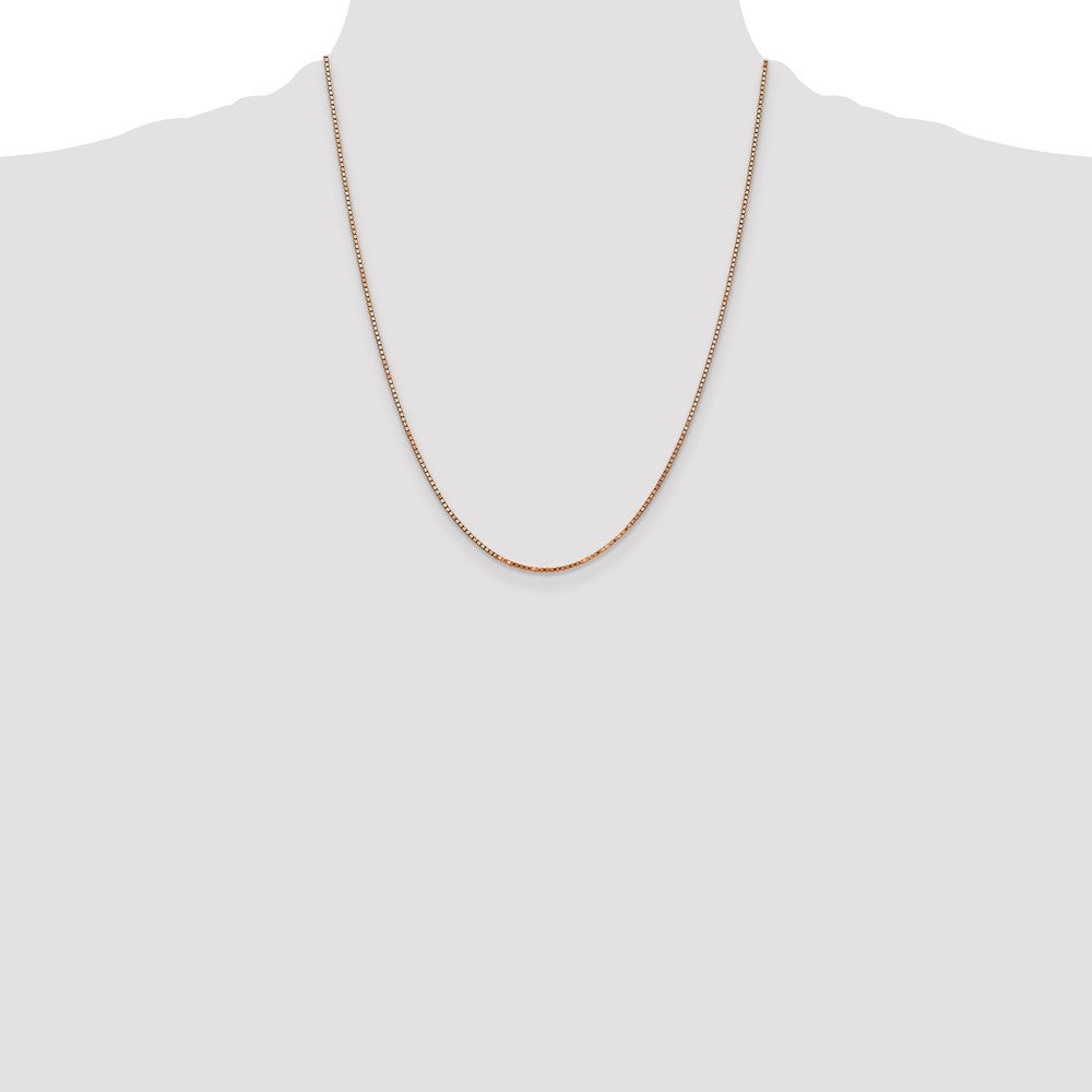 14K Rose Gold 22 inch 1.3mm Box Link with Lobster Clasp Chain