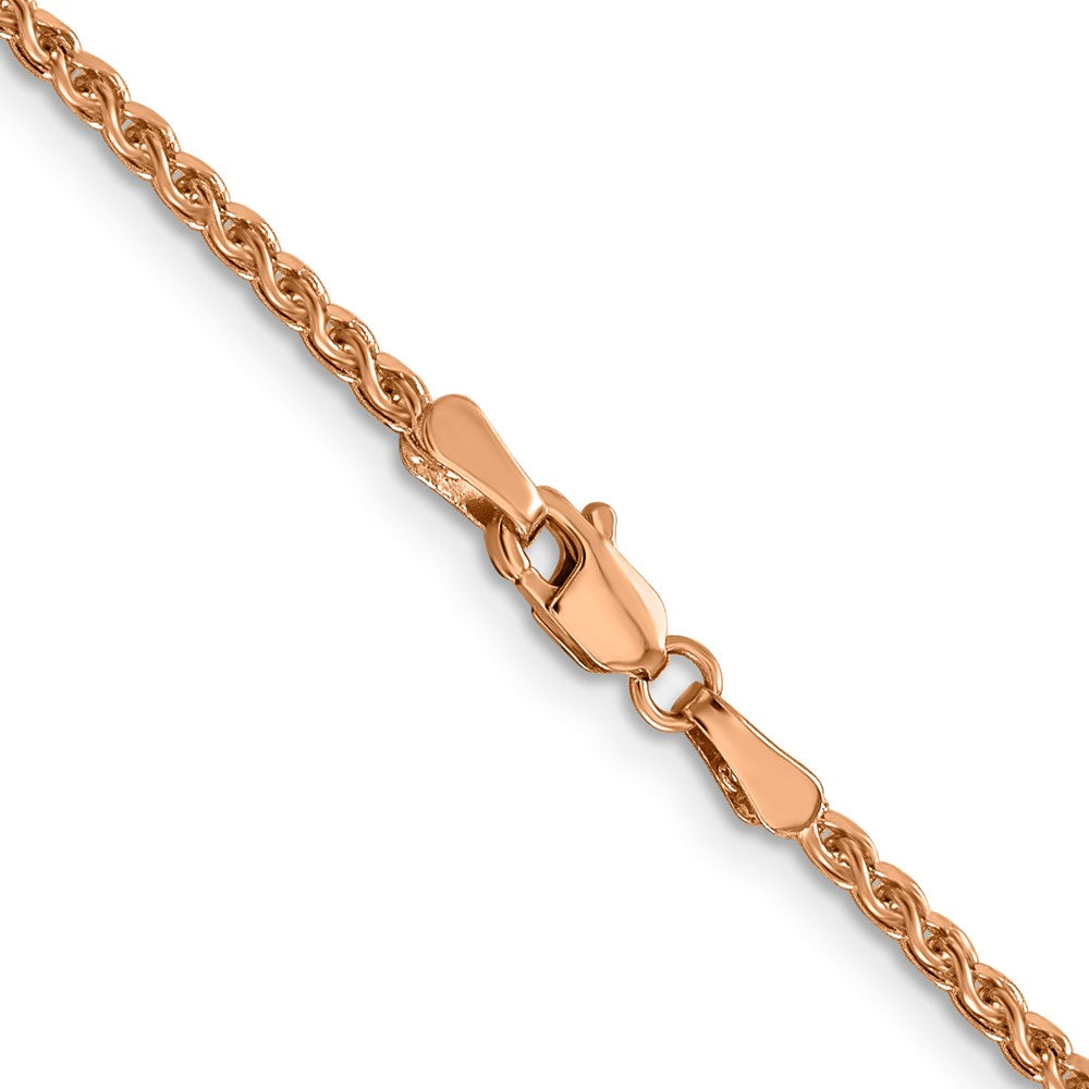 14K Rose Gold 30 inch 2.1mm Diamond-cut Spiga with Lobster Clasp Chain