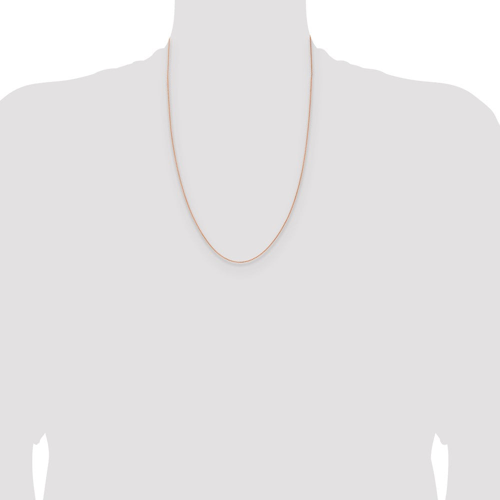 14K Rose Gold 24 inch 1mm Solid Polished Spiga with Lobster Clasp Chain