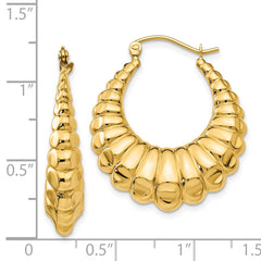 14k Polished Scalloped Hollow Hoop Earrings