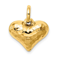 14K Polished and Hammered 3-D Heart Pendant - 2
