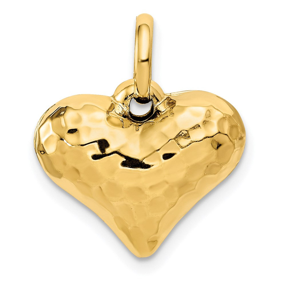 14K Polished and Hammered 3-D Heart Pendant - 2