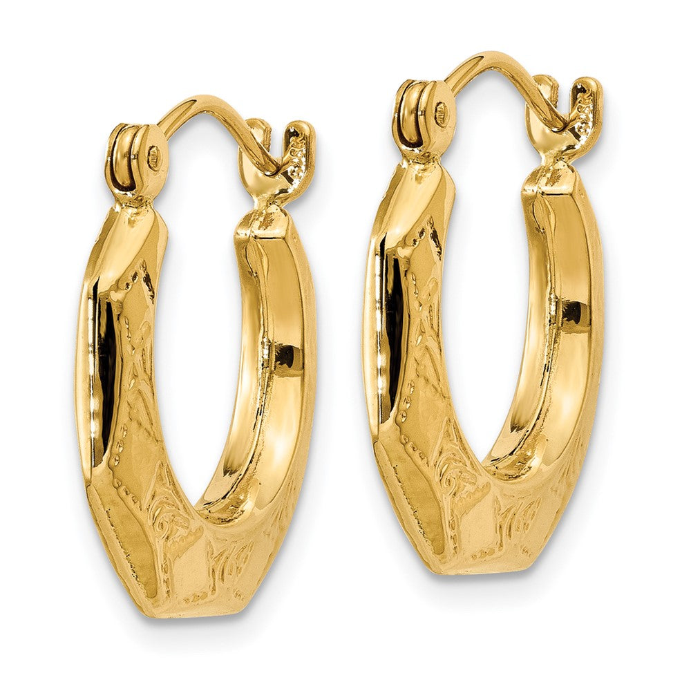 14k Polished Patterned Hoop Earrings