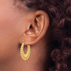 14k Polished Scalloped Hoop Earrings - 2