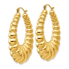 14k Polished Scalloped Hoop Earrings - 3