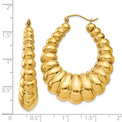 14k Polished Scalloped Hoop Earrings - 3