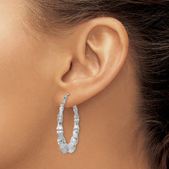 14k White Gold Polished Bamboo Hoop Earrings