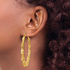 14k Polished Bamboo Hoop Earrings - 4