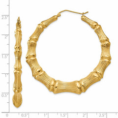 14k Polished Bamboo Hoop Earrings - 4