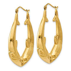 14k Polished Dolphin Hoop Earrings - 2