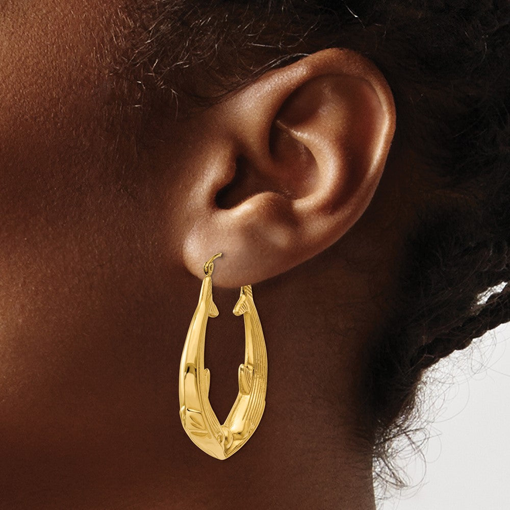 14k Polished Dolphin Hoop Earrings - 2