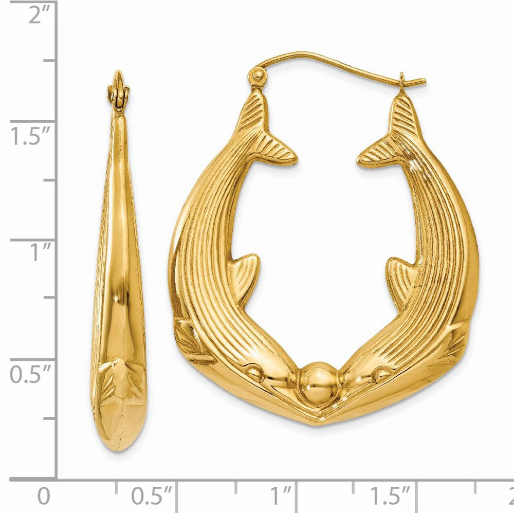 14k Polished Dolphin Hoop Earrings - 2