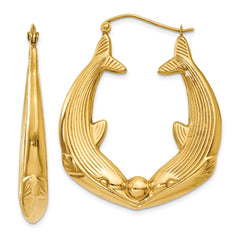 14k Polished Dolphin Hoop Earrings - 2