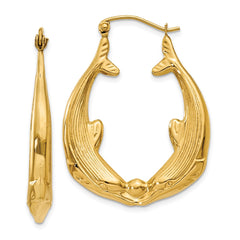 14k Polished Dolphin Hoop Earrings - 3