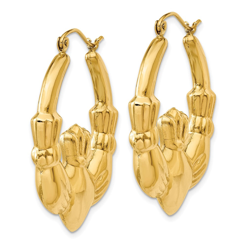 14k Polished Claddagh Hoop Earrings - 6