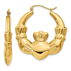 14k Polished Claddagh Hoop Earrings - 6