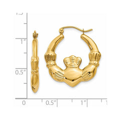 14k Polished Claddagh Hoop Earrings