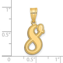 14k Brushed Border Script Number 8 Pendant