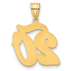 14k Brushed Border Script Number 20 Pendant