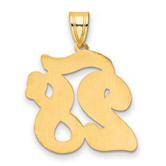 14k Brushed Border Script Number 28 Pendant