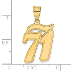 14k Brushed Border Script Number 71 Pendant