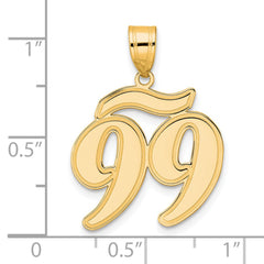 14k Brushed Border Script Number 99 Pendant