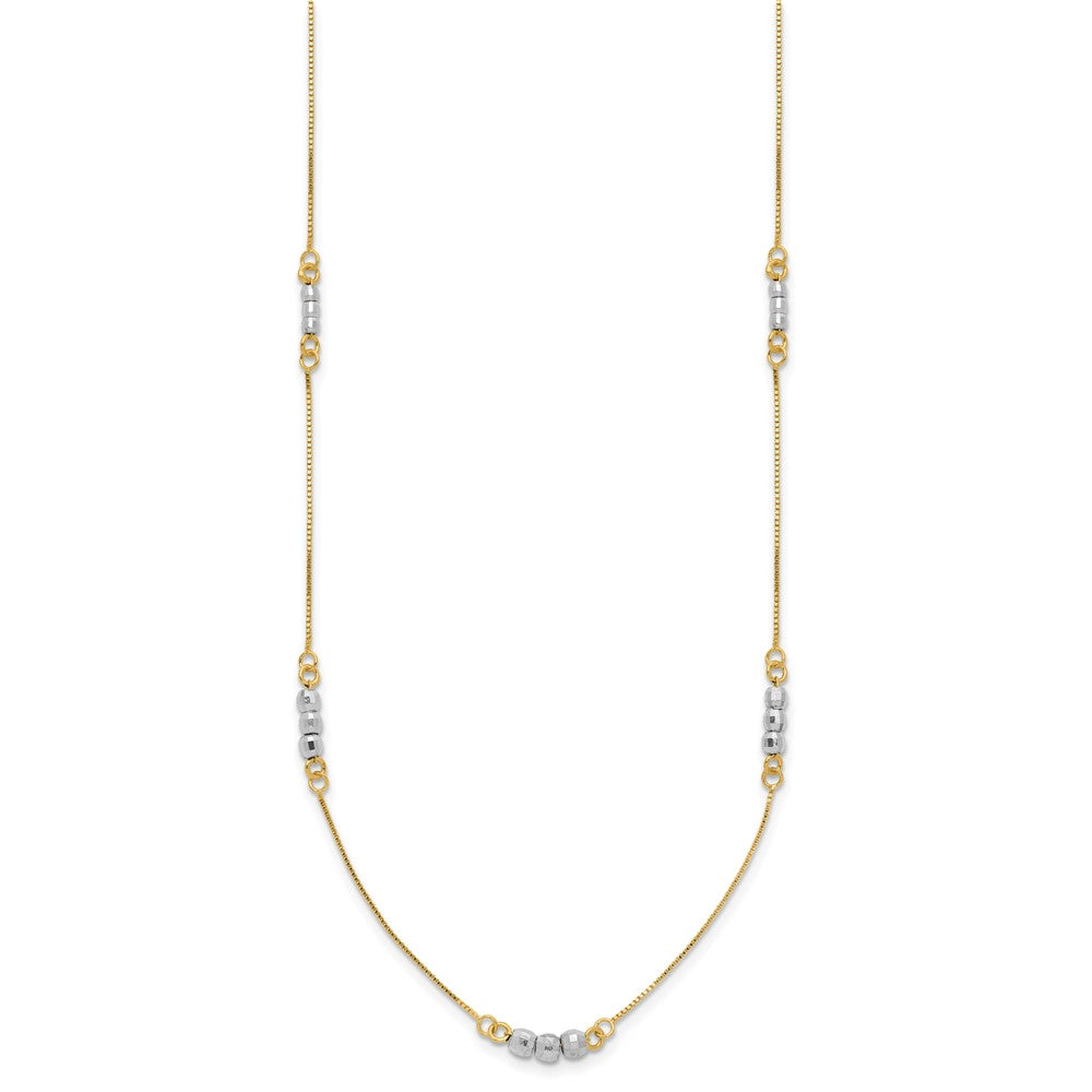 14K Two-Tone Mirror Beaded 18 inch Station Necklace