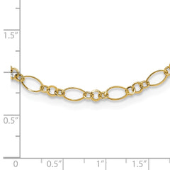 14k Polished 3mm Fancy Oval and Round Link 18 inch Necklace
