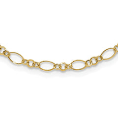 14k Polished 3mm Fancy Oval and Round Link 18 inch Necklace