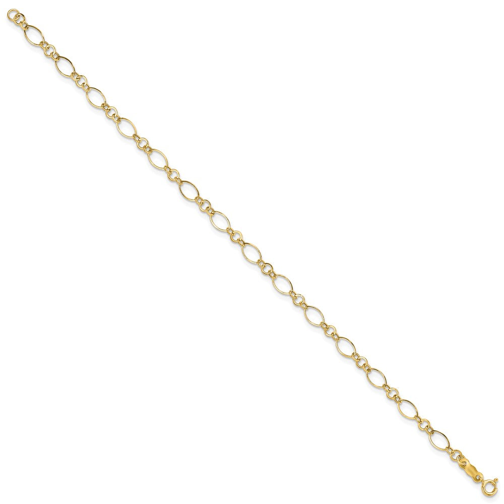 14k Polished 3mm Fancy Oval and Round Link 7.25 inch Bracelet