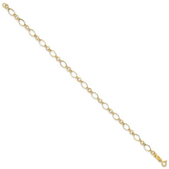 14k Polished 3mm Fancy Oval and Round Link 7.25 inch Bracelet