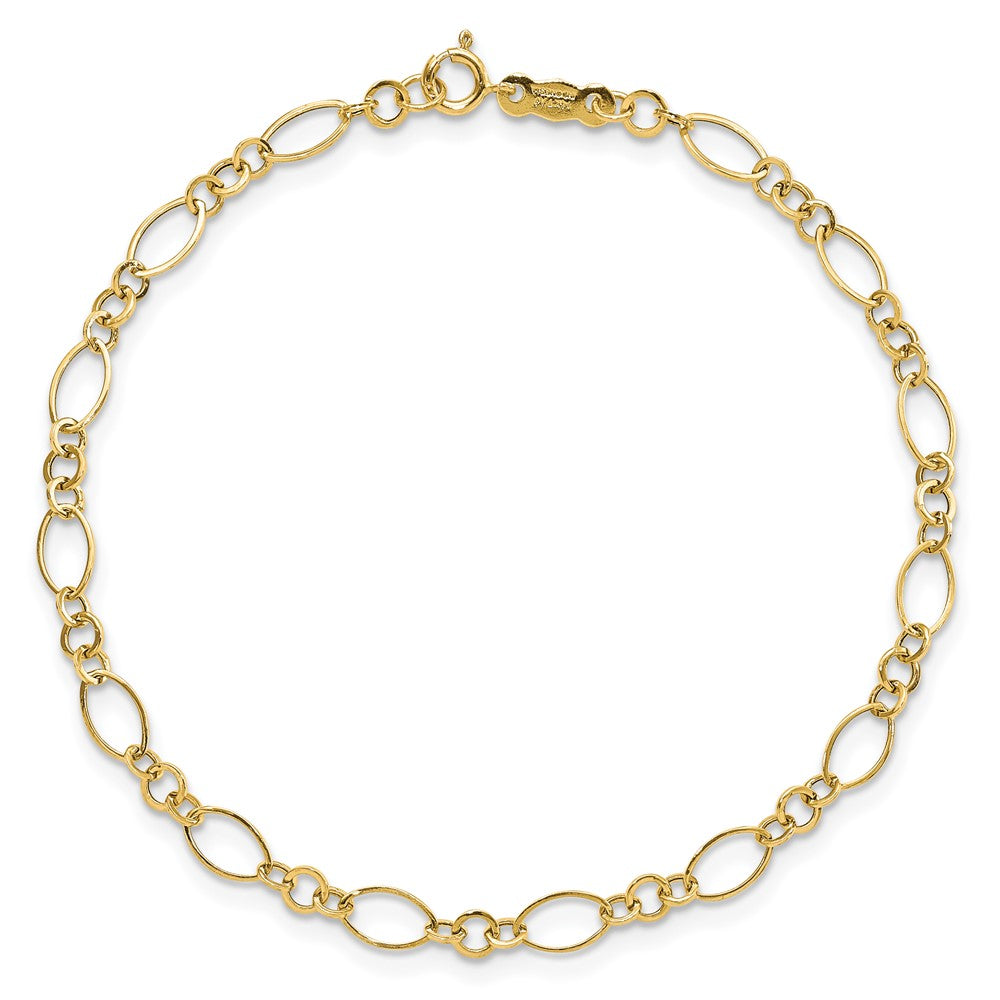 14k Polished 3mm Fancy Oval and Round Link 7.25 inch Bracelet