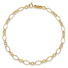 14k Polished 3mm Fancy Oval and Round Link 7.25 inch Bracelet