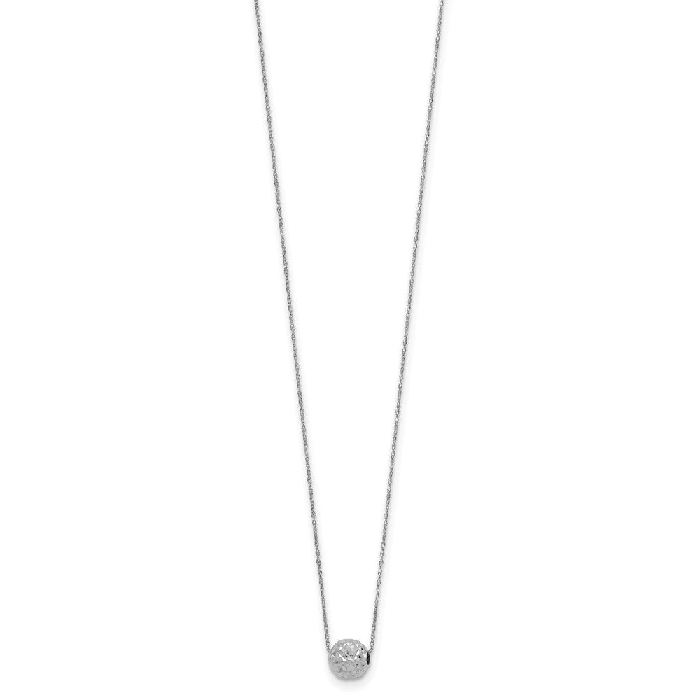 14k White Gold Polished Textured 6mm Bead 18 inch Necklace