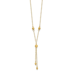 14k Diamond-cut Bead 16 inch Lariat Necklace Plus 2 inch Extension