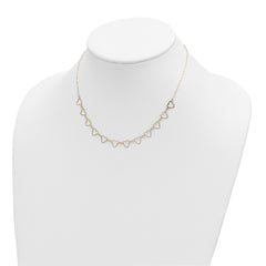 14K Open Flat Hearts 16 inch Necklace Plus 2 inch Extender