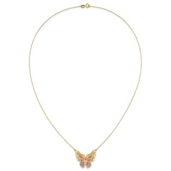 14k Yellow and Rose Gold with White Rhodium Large Filigree Butterfly 18 inch Necklace