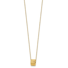 14K Rope Chain with Textured Barrel Bead 16 inch Necklace Plus 2 inch Extension