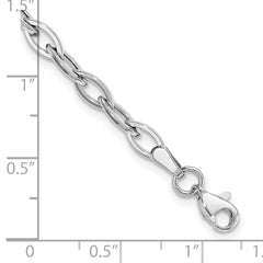 14K White Gold Polished Fancy Oval Link 7.5 inch Bracelet